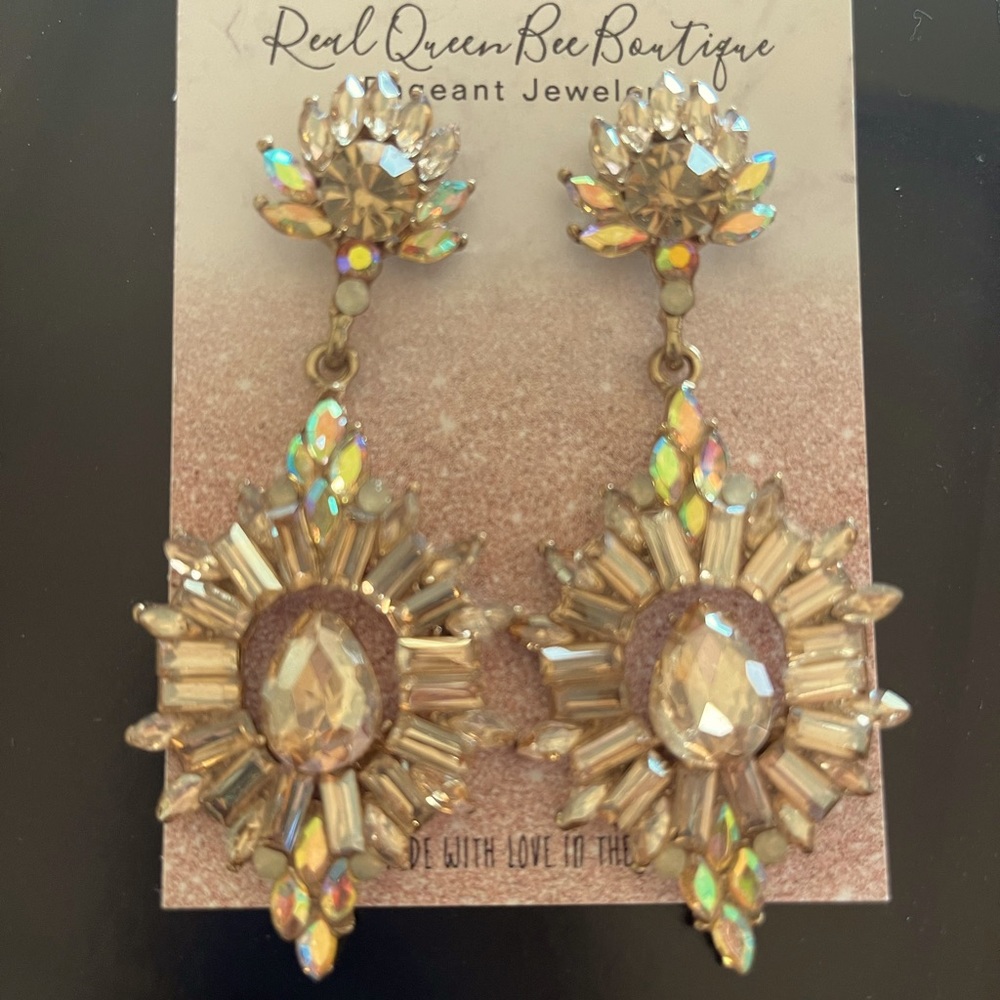 Golden Topaz Swarovski Crystal Pageant earrings
